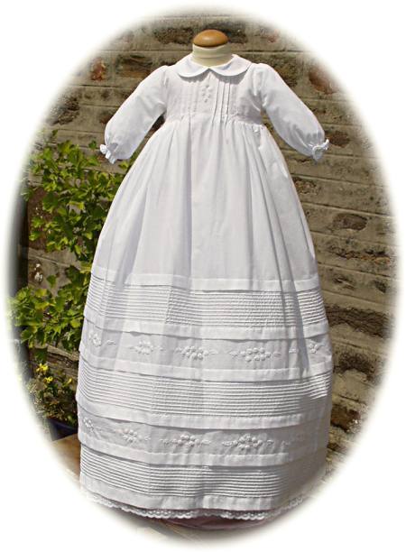Girls White Cotton Sateen Dress Christening Baptism Gown with Rosette  Netting 3M  Amazonin Clothing  Accessories